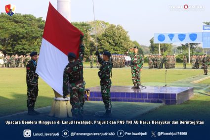 Upacara Bendera Mingguan di Lanud Iswahjudi, Prajurit dan PNS TNI AU Harus Bersyukur dan Berintegritas