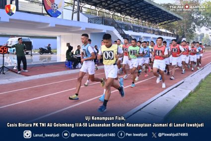 Uji Kemampuan Fisik, Casis Bintara PK TNI AU Gelombang II/A-58 Laksanakan Seleksi Kesamaptaan Jasmani di Lanud Iswahjudi