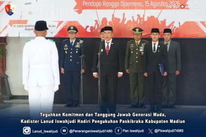 Teguhkan Komitmen dan Tanggung Jawab Generasi Muda, Kadister Lanud Iswahjudi Hadiri Pengukuhan Paskibraka Kabupaten Madiun
