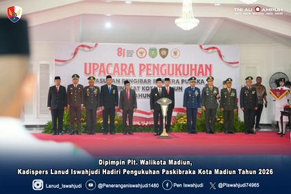 Dipimpin Plt. Walikota Madiun, Kadispers Lanud Iswahjudi Hadiri Pengukuhan Paskibraka Kota Madiun Tahun 2026